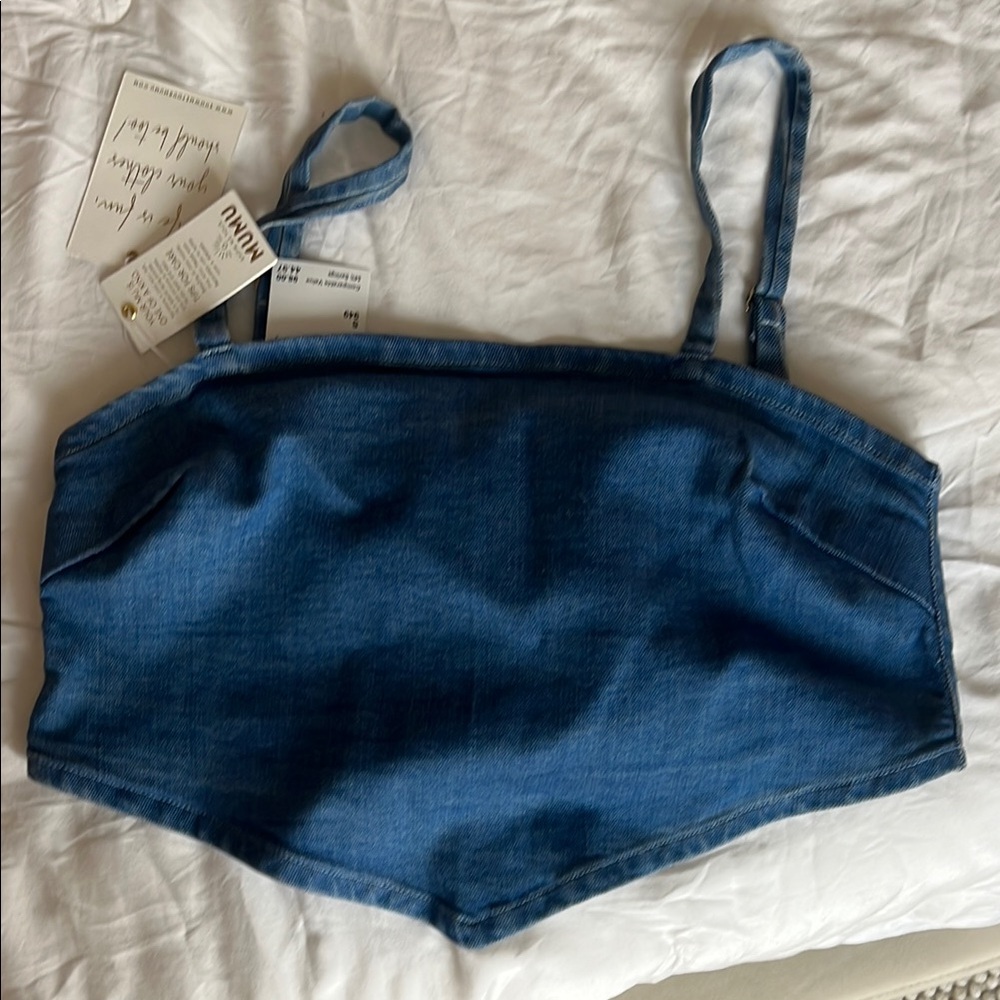 Blue Denim Crop Top
